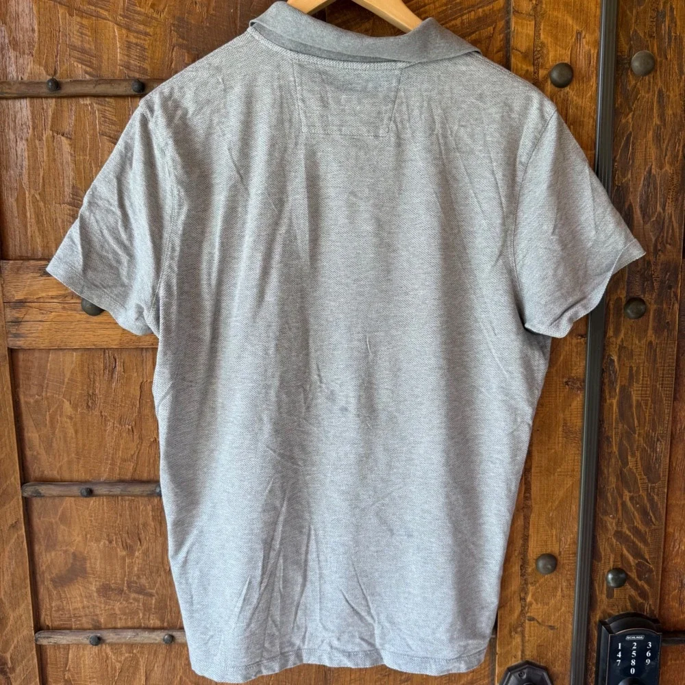 Banana Republic Polo Shirt Mens Large Gray Cotton Luxury Touch Pique S/S Top